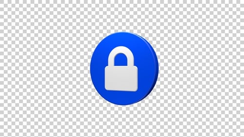 Rotating 3D Padlock Icon for Digital Security and Privacy
