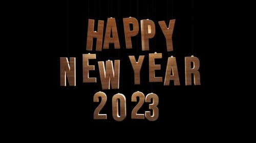 Happy New Year 2023 3D Wooden Hanging Text Animation