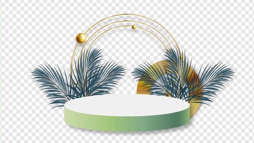 Elegant Modern Product Display Stage with Tropical Leaves