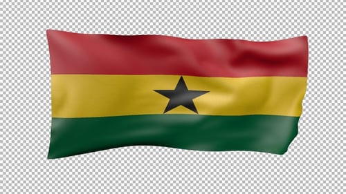 Waving Ghana National Flag Realistic Animation