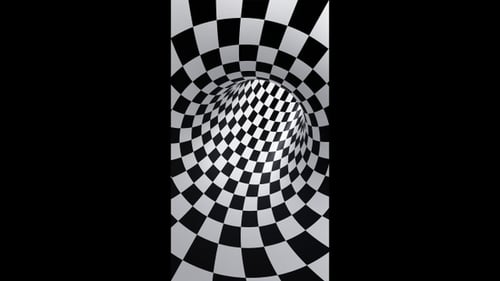 Vertical video black and white circle optical illusion tunnel loop animation