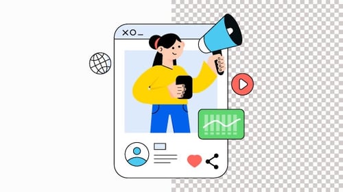 Flat Design Digital Marketing and Social Media Promotion Animation