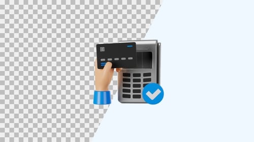 3D Animation Icon of EDC Payment Success | Alpha Channel