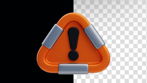3D Animation of Danger Sign on Alpha Channel