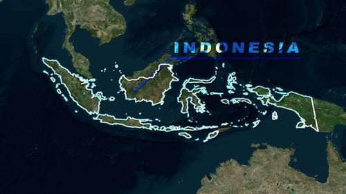 Glitch Text Reveal for Indonesia Map with Country Outline
