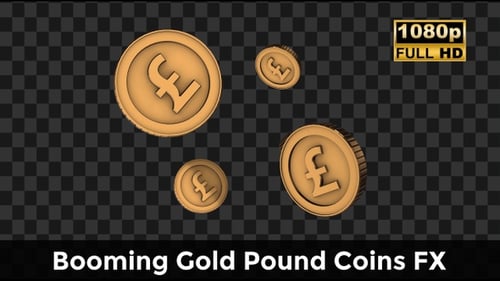 Booming Gold Pound Coins FX – UK Rich Money Burst Animation