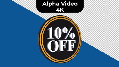 Animated 10% Off Metallic Gold Discount Badge