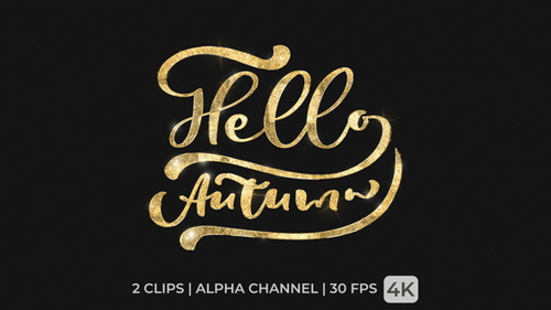Glittery Hello Autumn Hand-Drawn Text Animation