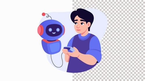 Person Programming A Small Service Robot Animation Alpha Channel