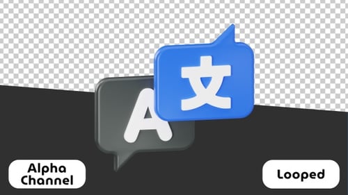 Language Translation - 3D Animation with Speech Bubbles | Alpha Channel