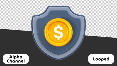 3D Animated Shield with Dollar Coin Reveal