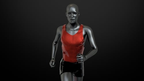 3D Metallic Running Figure Animation with Alpha Channel