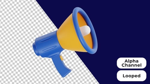 3D Animated Megaphone | Alpha Channel