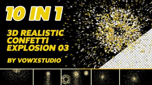 Dynamic Gold and Silver Confetti Explosions Pack