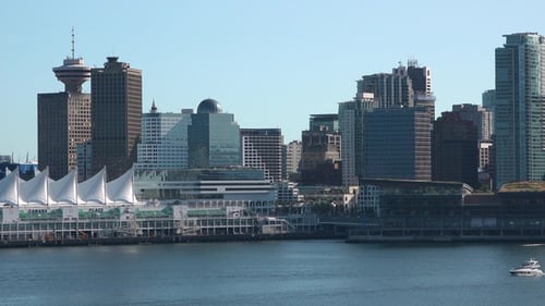 Vancouver. Harbour and Downtown Vancouver. Modern buildings, residential buildings,skyscrapers.