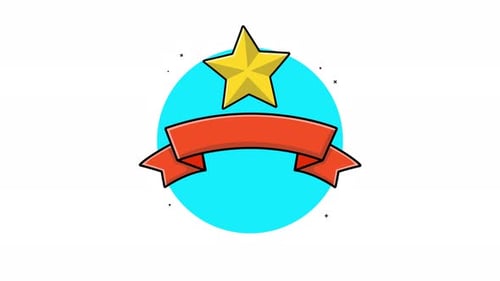 Animated Star and Ribbon Achievement Badge