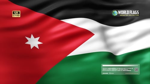 Waving Flag of Jordan with Realistic Fabric Texture