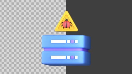 3D Animated Database Warning Alert Icon