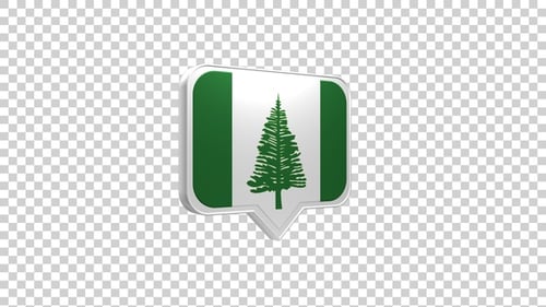3D Animated Norfolk Island Flag Speech Bubble Reveal
