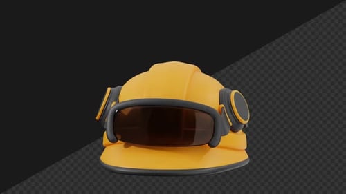 3D Construction Helmet Animation with Transparent Background