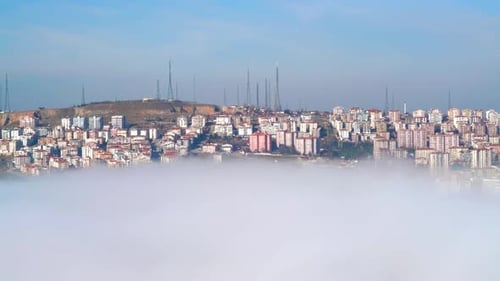 8K Transmitting Antennas On Hill In City