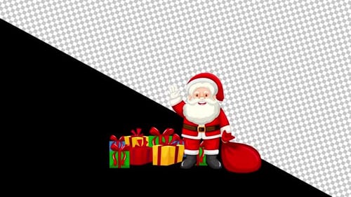 Santa With Gift Animation Alpha Channel 1080p