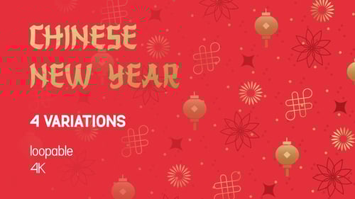 Animated Chinese New Year Seamless Pattern Background with Traditional Symbols
