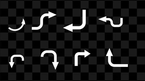 Geometric White Animated Arrows Set