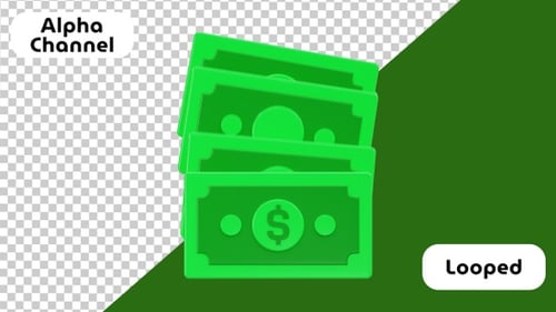 Animiertes 3D-Icon von Five Money Jump | Geld | Alpha Channel