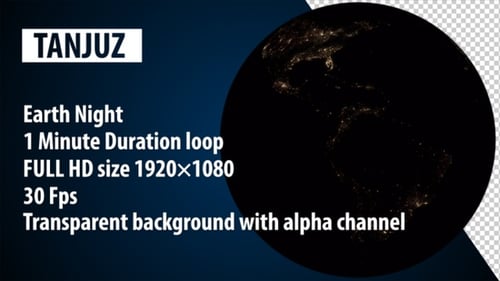 Rotating Earth Globe at Night with Illuminated City Lights Loop