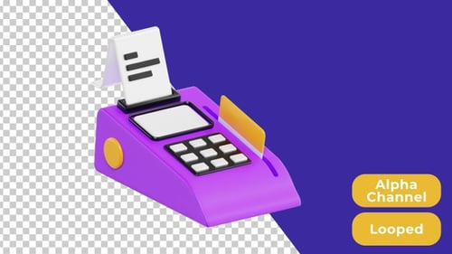 3D Animated Pos Terminal | Alpha Channel