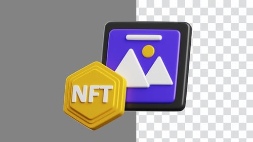 3D Animation of NFT Art with NFT Badge and Art Frame | Alpha Channel