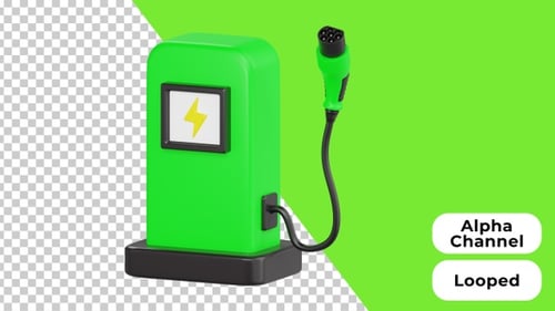 3D Animated Charging Station | Alpha Channel