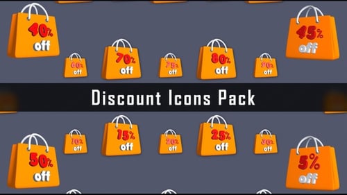 3D Animated Shopping Bags with Discount Percentages