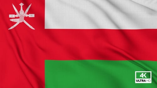 Oman National Flag Waving Loop with Realistic Fabric Texture
