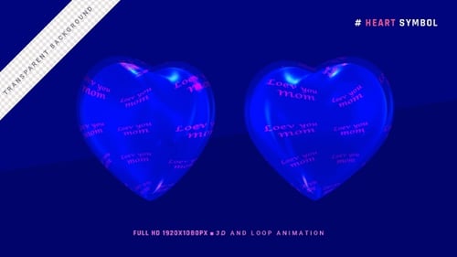 Expanding 3D Blue Heart with Love You Mom Text