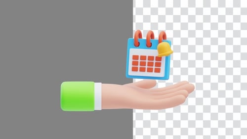 3D Animation of Hand Holding Calendar