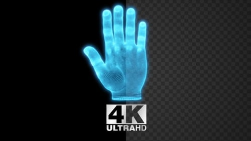 Futuristic Holographic Hand Wireframe Rotation Digital Technology Background