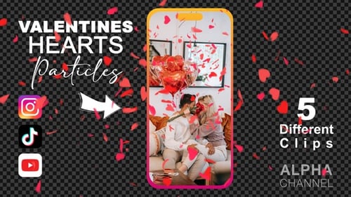 Romantic Falling Heart Confetti Overlay Animation