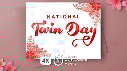 Animación de texto del Día Nacional de los Gemelos