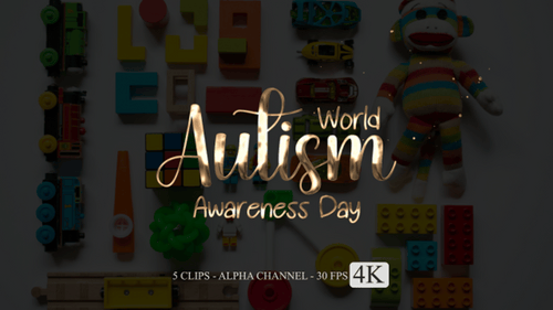 World Autism Awareness Day Metallic Title Write-On Animations Pack
