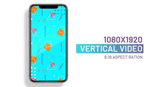 Memphis style looping geometric background pattern vertical video for social media posts