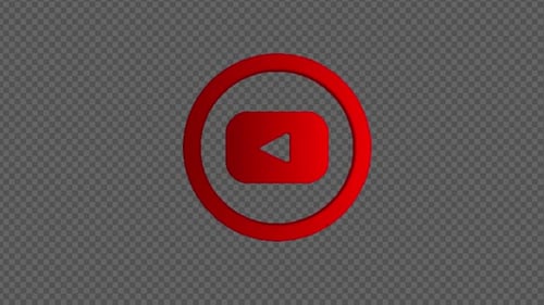 3D Red Play Button Icon Spin Animation