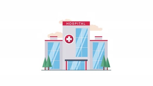 Hospital animation on transparent background, alpha channel
