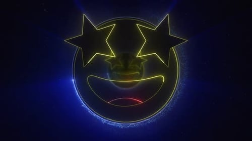 Neon Star Eye Smiley Face Loop Background Animation
