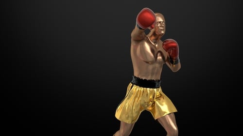 Animated 3D Golden Boxer Punching with Transparent Background