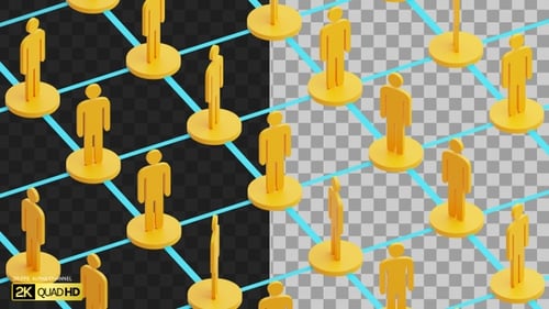 3D Social Network Of People Expanding | Alpha Channel