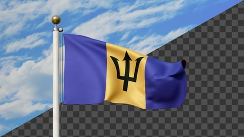 3D Animation of Barbados National Flag Waving