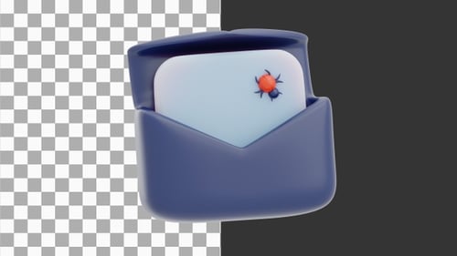 3D Animation of Email Virus Warning | Alpha Channel