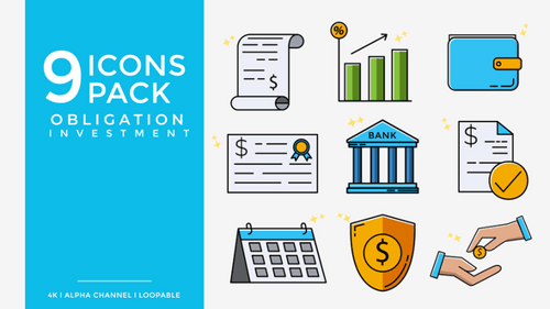 Animated Flat Design Finance and Investment Icons Pack